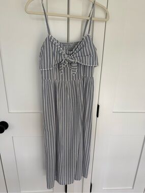 Old Navy Blue and White Striped Tie-Front Maxi Dress